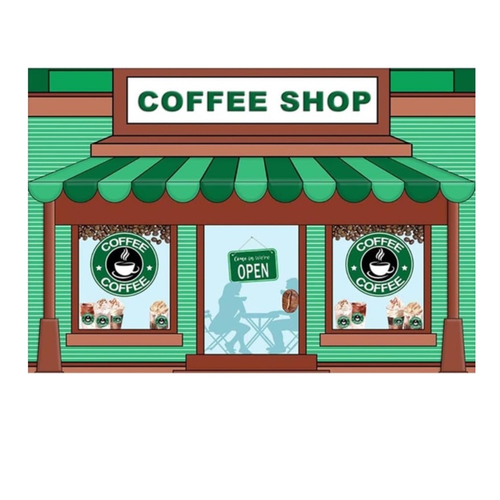 Coffee shop Green Stripes Backdrops Birthday Portrait Banner.